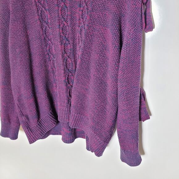 Project Naadam Purple Cable Knit Tie Sleeve Oversized Pullover Designer sweater - Picture 9 of 11
